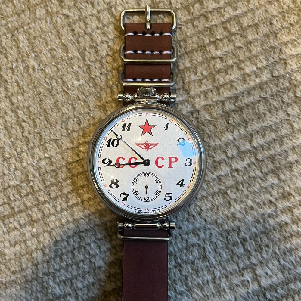 CCCP 43MM Genuine Leather Watch